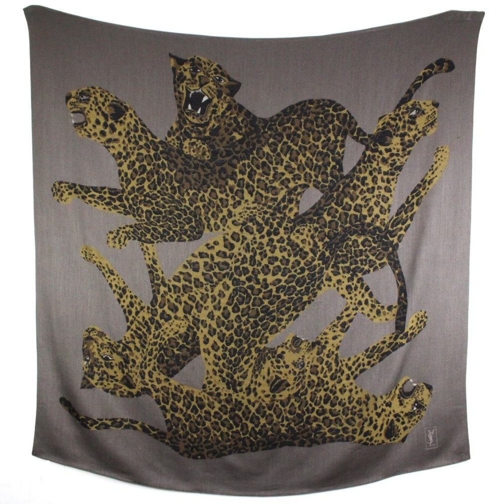 YSL Very Rare 1980s Vintage Leopard Shawl